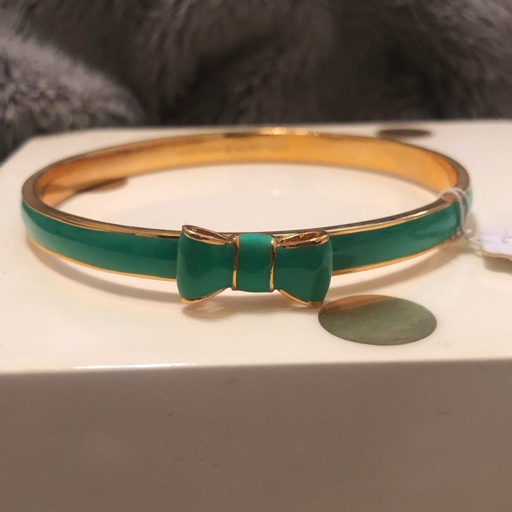Kate spade gold and green bow bangle